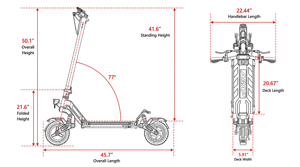 ASAP A9 electric scooter dimensions